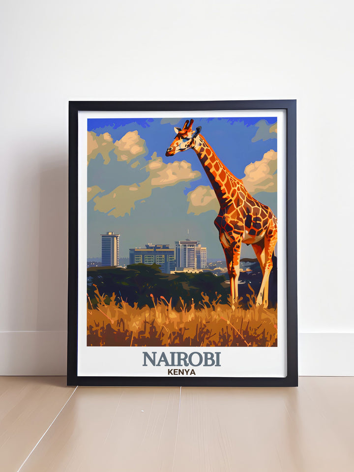 Stunning Kenya wall art featuring majestic wildlife from Nairobi National Park ideal for elegant home decor bringing a touch of the savannah into your living room