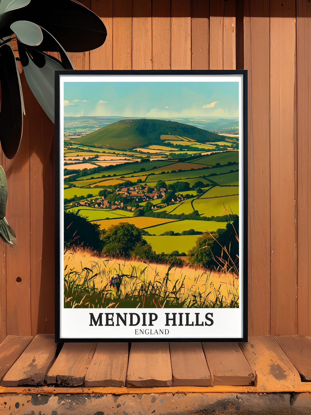 This Mendip Hills art print captures the dramatic scenery of the Mendip Hills, Somerset Levels, and Blackdown Hills, three iconic AONBs in England. Ideal for nature enthusiasts, this artwork brings the beauty of these natural spaces into your home.