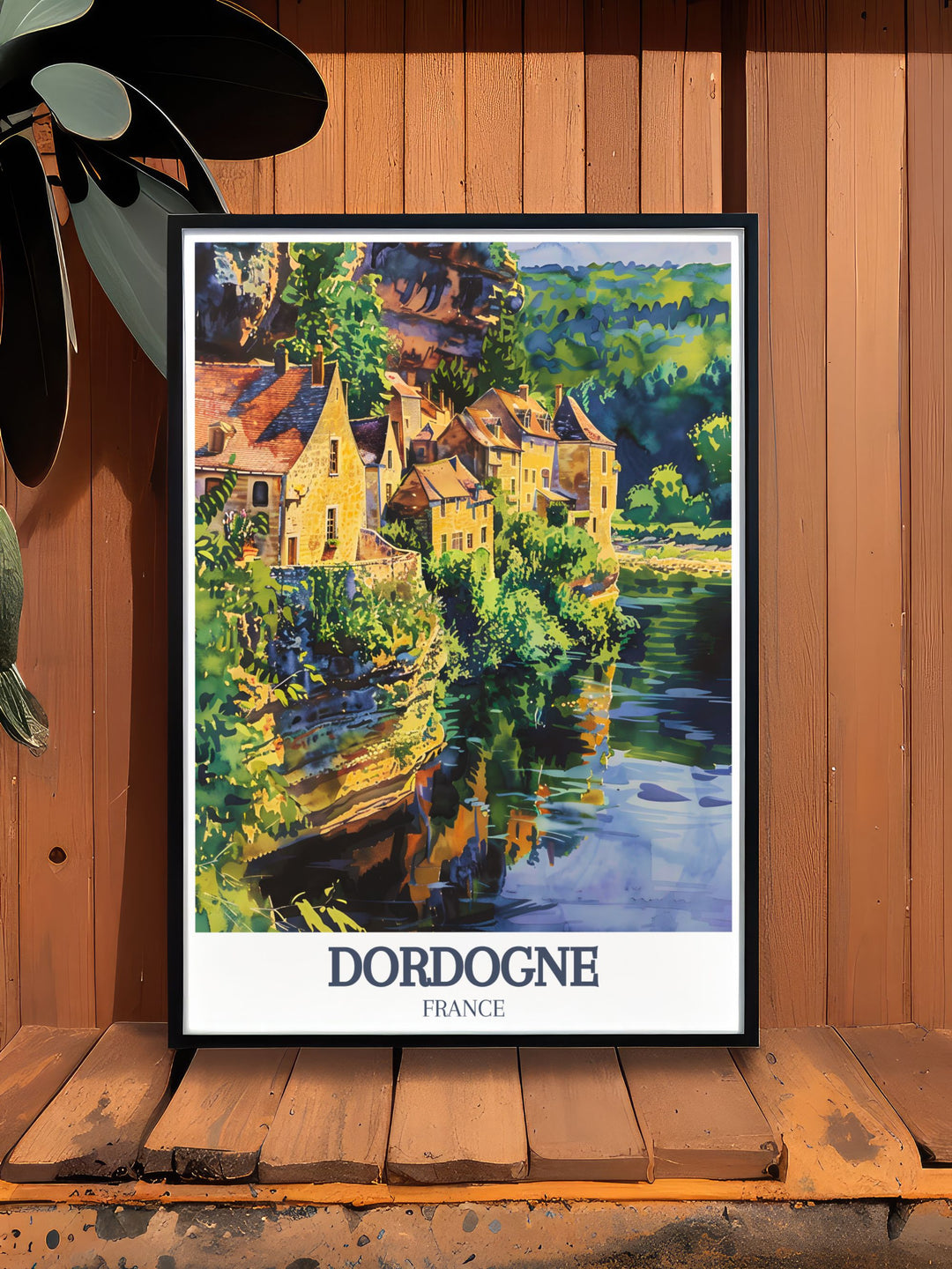 Elegant Dordogne River and La Roque Gageac wall decor featuring a vibrant digital print of this historic region a unique and stunning piece for any space
