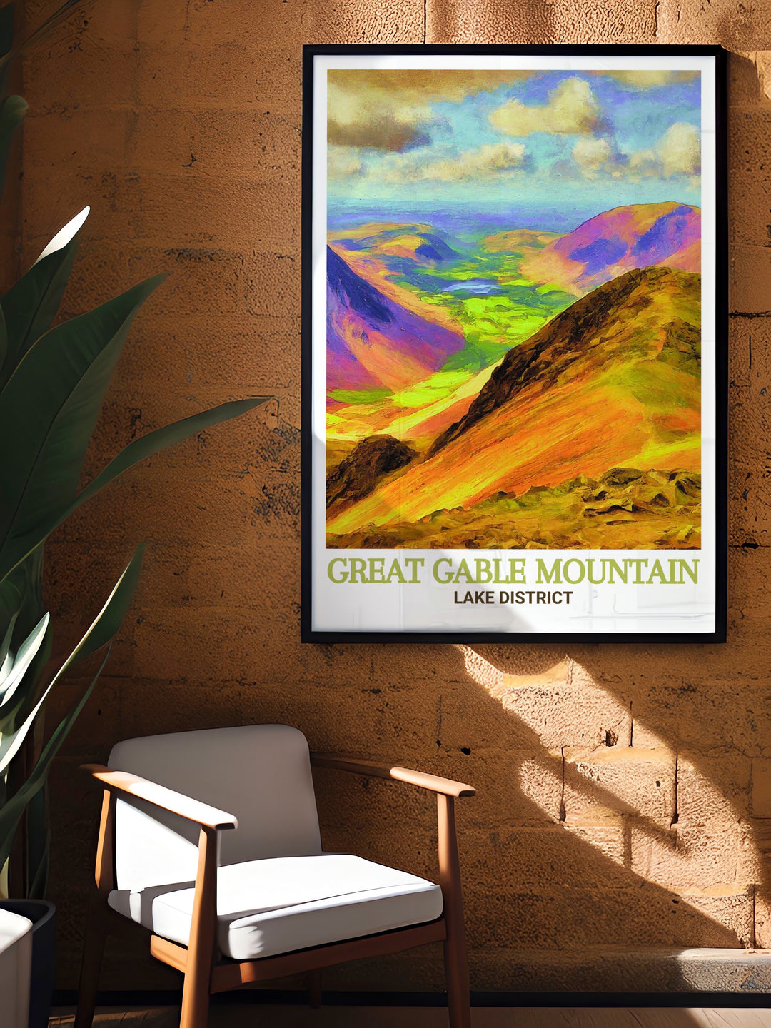 This Great Gable wall poster offers a stunning representation of the Lake Districts rugged beauty. From the towering peaks to the peaceful valleys below, the poster captures the essence of this national park, making it a perfect choice for anyone who loves the outdoors. The vibrant colors and detailed textures make this poster a standout piece for any nature inspired room.