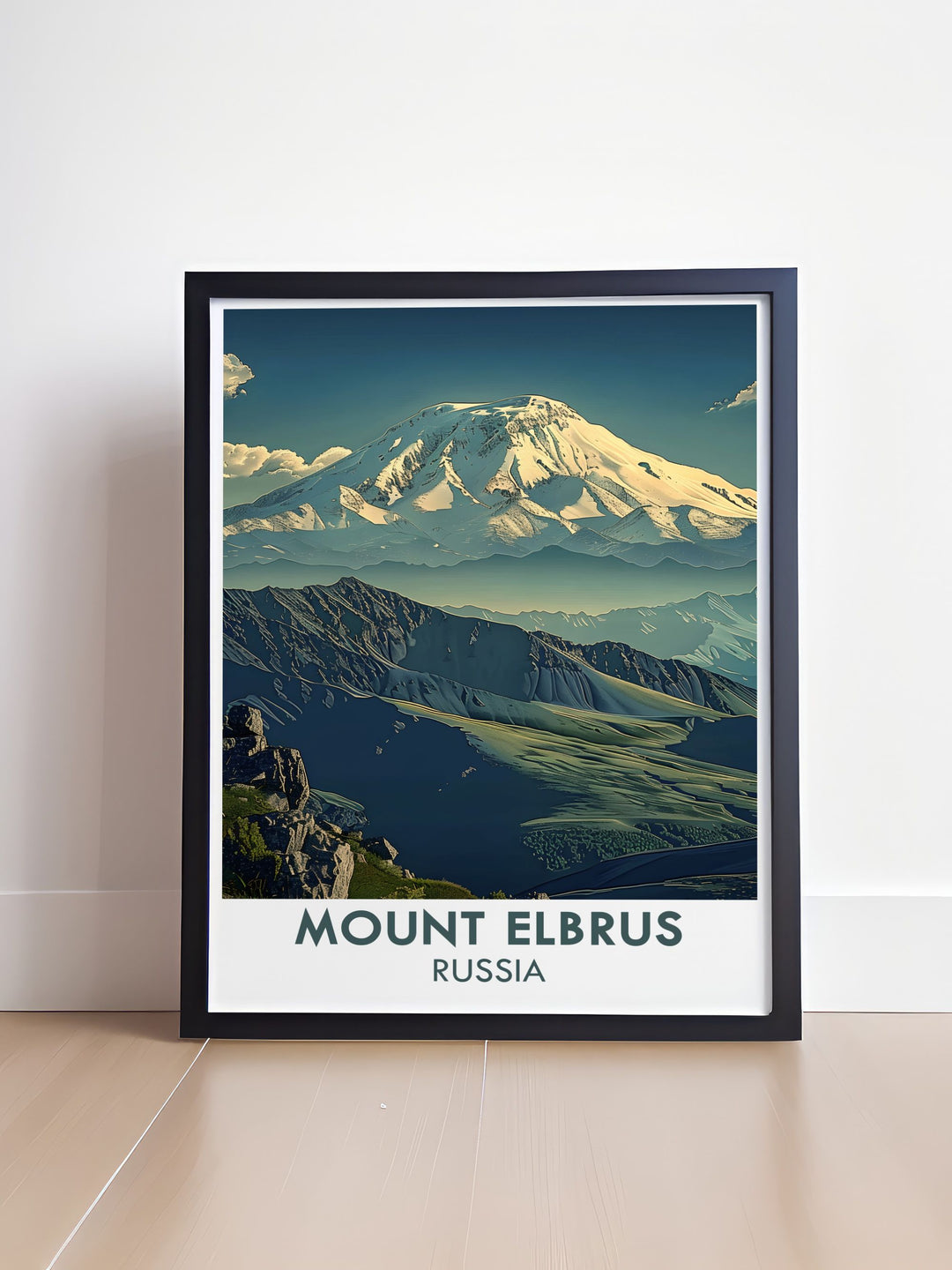 Highest Mountains celebrated in this Seven Summits Print showcasing Mount Elbrus Russia includes Mt Elbrus Summit stunning prints for elegant home decor