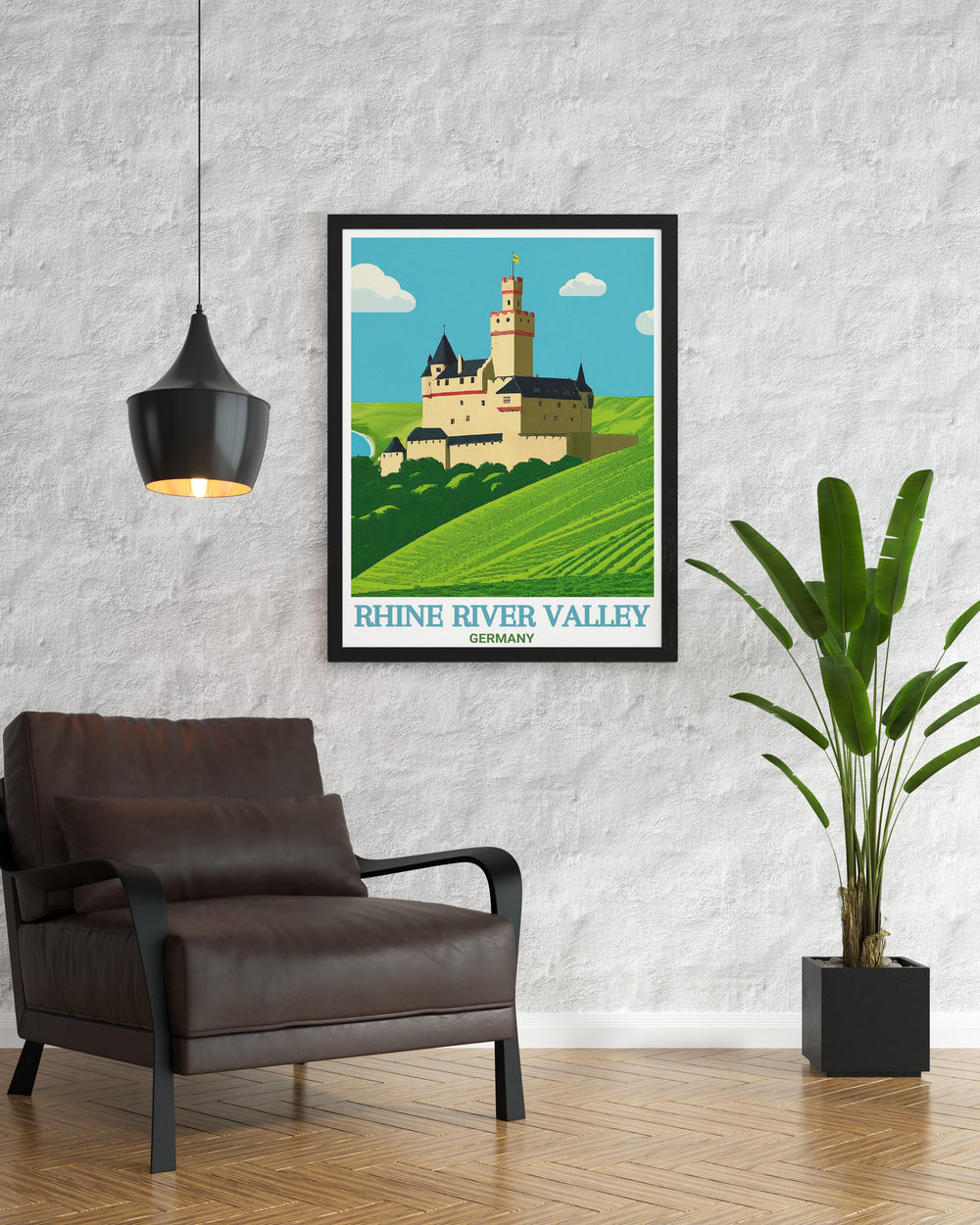 Stunning Germany wall art featuring Marksburg Castle and the Rhine River ideal for living room decor and travel memories