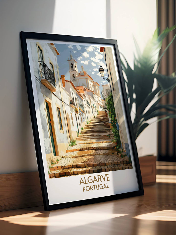 Bring the beauty of Faro old town into your home with this black and white photo print capturing the essence of the Algarves historic charm. Perfect for adding a timeless touch to any space or as a memorable gift.