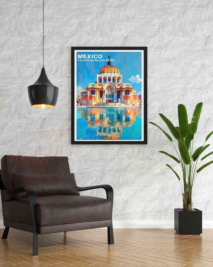 Bring the enchanting beauty of Palacio de Bellas Artes into your home with this stunning wall art. Perfect for those who appreciate Mexico City travel prints and Palacio de Bellas Artes cultural allure. A great piece for home decor or as a thoughtful gift.