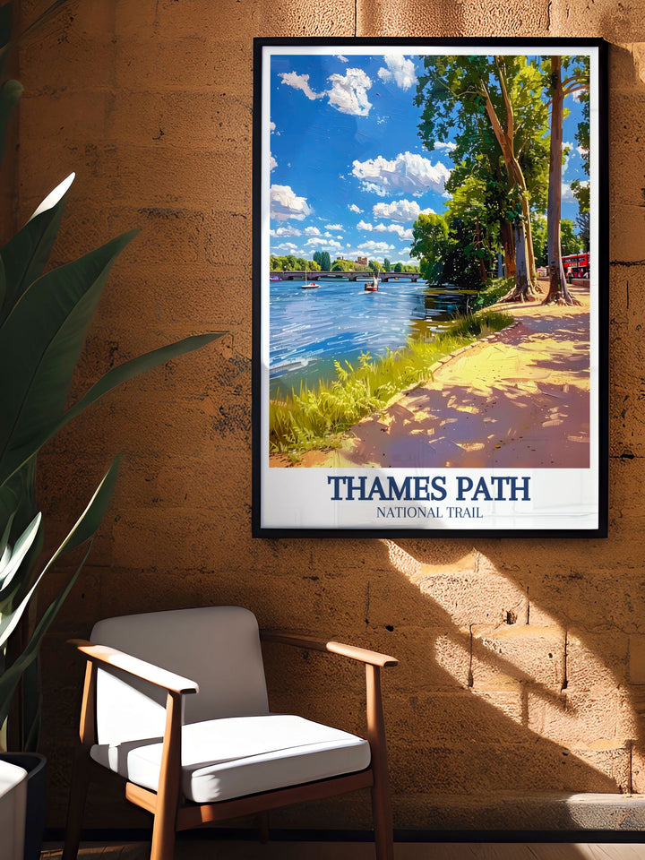 High quality River Thames print showcasing the beauty of the Thames Barrier and the serene vistas of Richmond London a timeless piece of decor celebrating Londons rich heritage