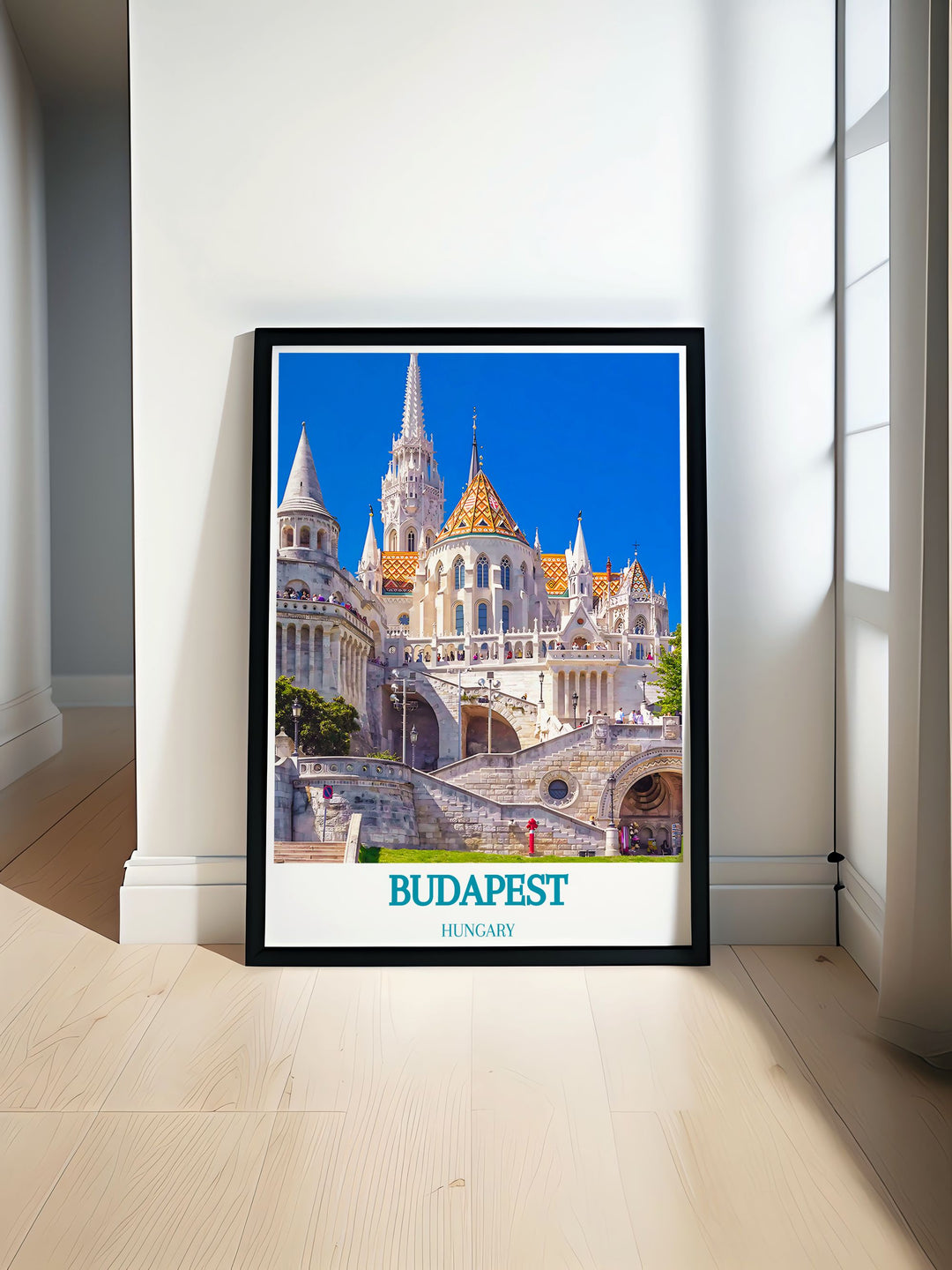 Budapest wall art print showcasing a vibrant view of Buda Castle and the citys skyline perfect for modern home decor and gifts