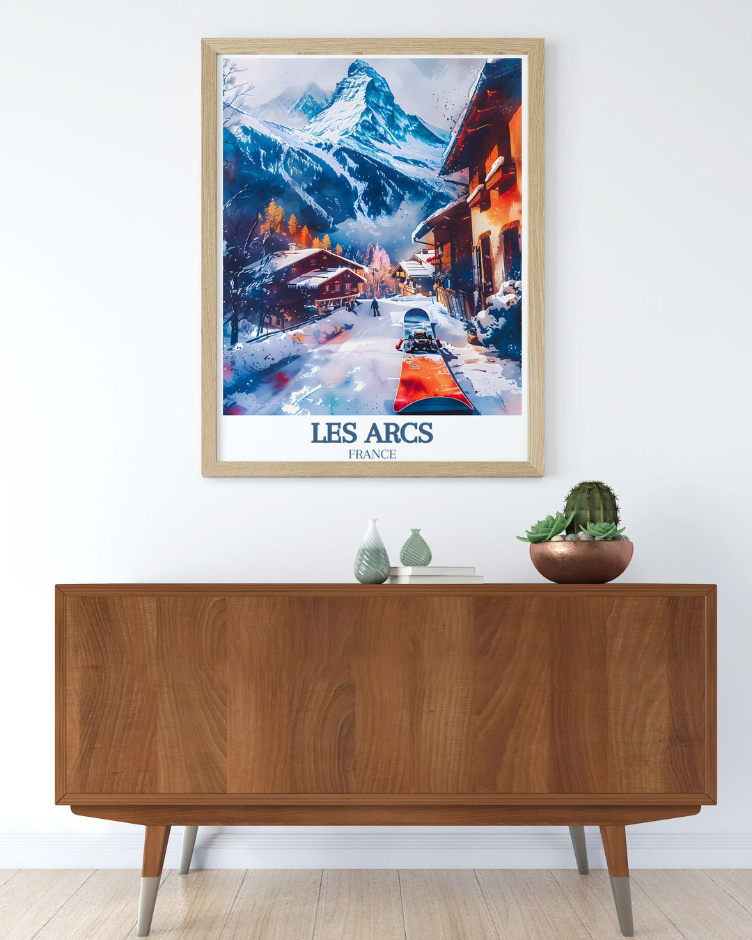 Framed Print of Paradiski ski area Les Arcs Ski resort Mont Blanc offering a stunning visual experience ideal for snowboarding enthusiasts and those who love winter sports and ski resort decor