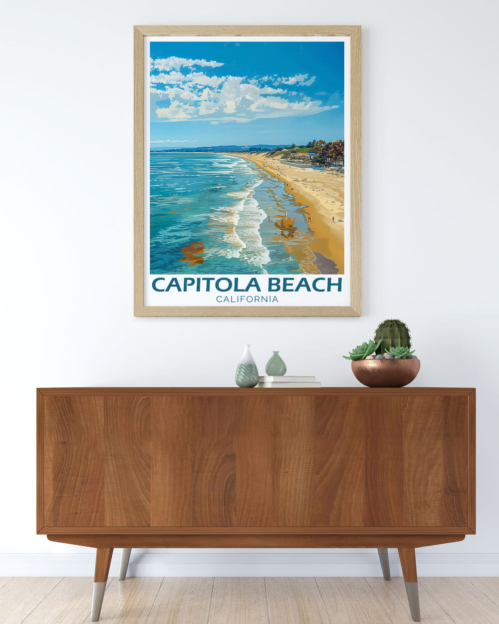 Beautiful Capitola Beach Art featuring a detailed depiction of the beach scene ideal for creating a relaxing atmosphere in your home a wonderful addition to California wall decor and a thoughtful gift for any occasion