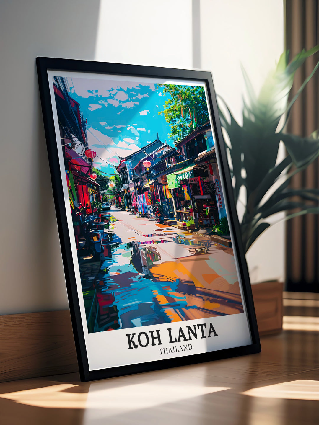 Transform your living space with Ko Lanta Yai, Lanta Old Town artwork. This stunning beach art print from Thailand brings the beauty of Koh Lantas tropical island into your home. A perfect choice for those who appreciate exotic destinations and island inspired home decor.