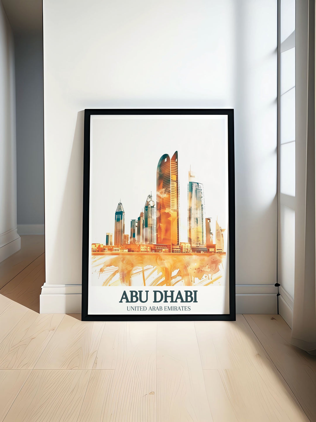 Stunning art print featuring the iconic Burj Mohammed Bin Rashid in Abu Dhabi. This Emirates poster captures the architectural brilliance of the tower and adds a touch of elegance to any space. Perfect for fans of modern architecture and United Emirates decor.