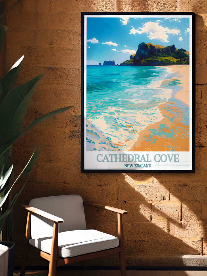 Cathedral Coves archway provides a breathtaking entrance to the secluded beach, highlighting the areas natural beauty.