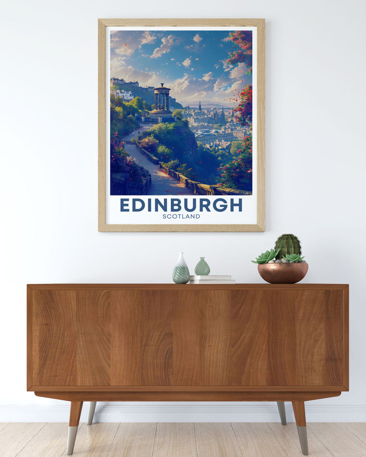 Travel poster featuring the scenic Royal Mile in Edinburgh, capturing the vibrant atmosphere and historic architecture of this iconic street.
