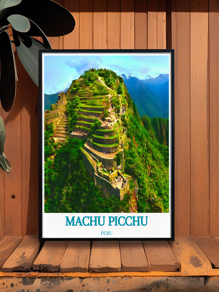 Add a touch of elegance to your living space with Huayna Picchu stunning prints and Machu Picchu travel art. This minimalist travel poster offers a sophisticated way to celebrate one of the worlds most cherished destinations blending art and nature to create a perfect balance in your home decor making it a perfect gift for travelers and history enthusiasts.