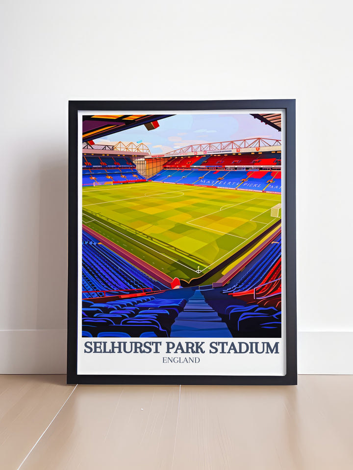 Artistic Selhurst Park Print with detailed Main Stand and Arthur Wait Stand perfect for adding a unique touch to your living space and celebrating football