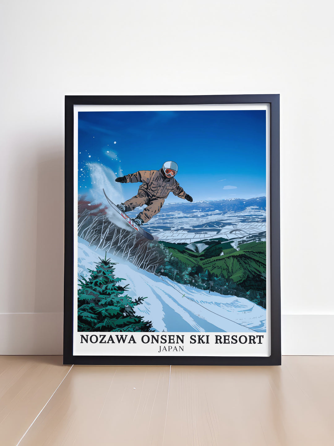 Hikage Base Canvas Art portrays the bustling hub of Nozawa Onsen, where tradition meets modern ski culture. This print brings the vibrant energy of Japans oldest ski resort into your home.