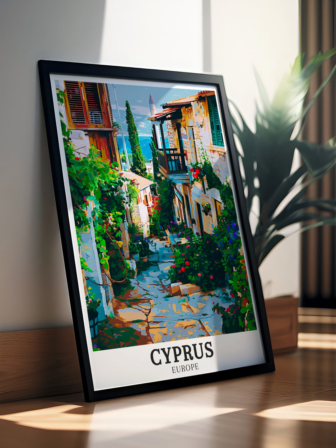 Capturing the essence of Cyprus, this travel poster features both Lania Village and the coastal beauty of Paphos. From historical ruins to peaceful vineyards, this artwork brings the best of Cyprus scenery into your home.