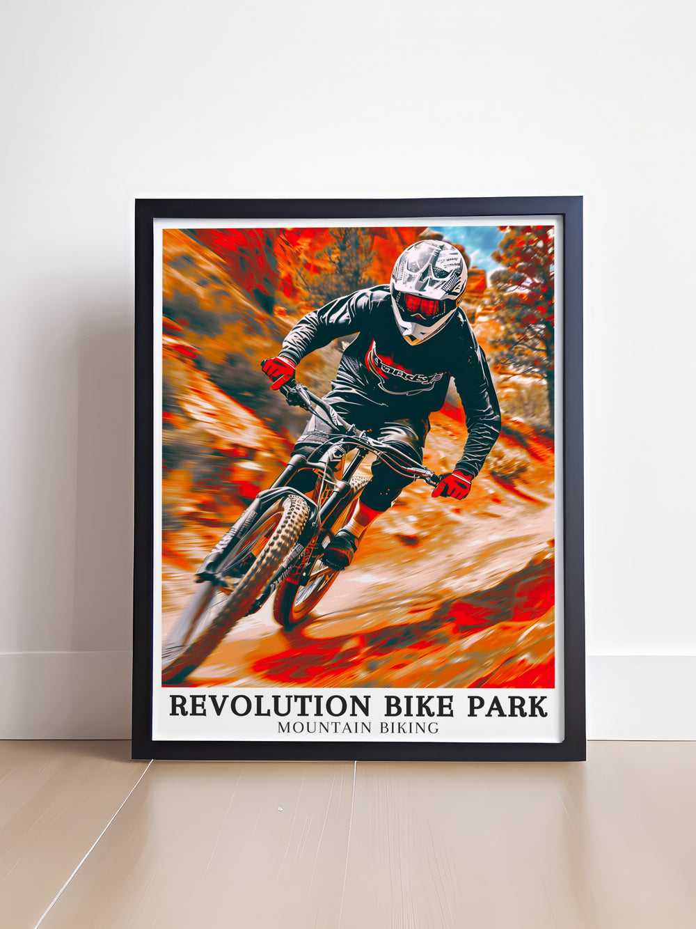 Framed prints of Revolution Bike Park in Wales. Capturing the high speed action and serene moments on the trails, these prints are perfect for biking enthusiasts. Add a touch of adventure to your decor.