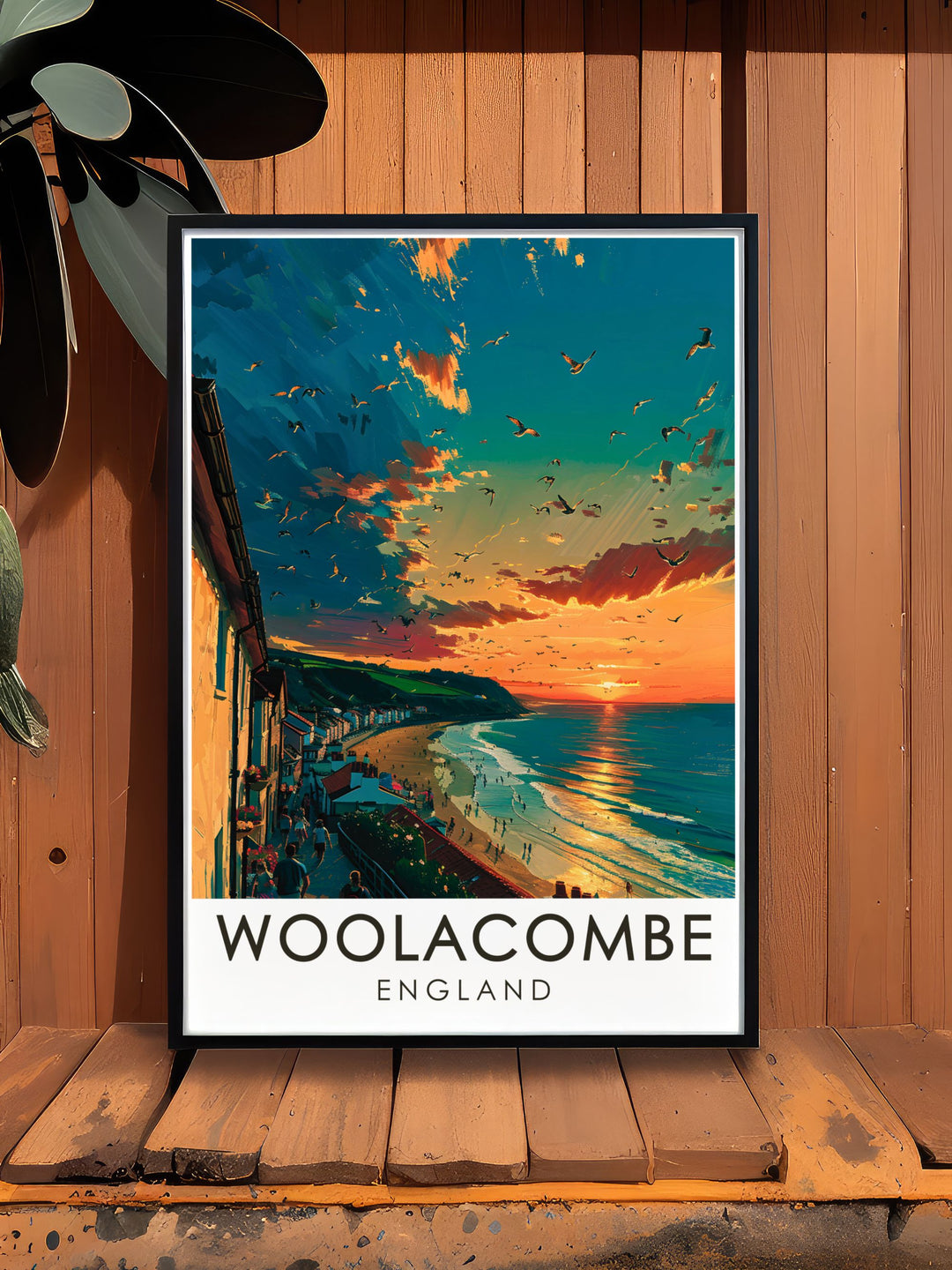 Stunning Woolacombe Esplanade print offering a visual escape to the tranquil Devon coast ideal for modern home decor and creating a focal point in your living space perfect for gifts for loved ones