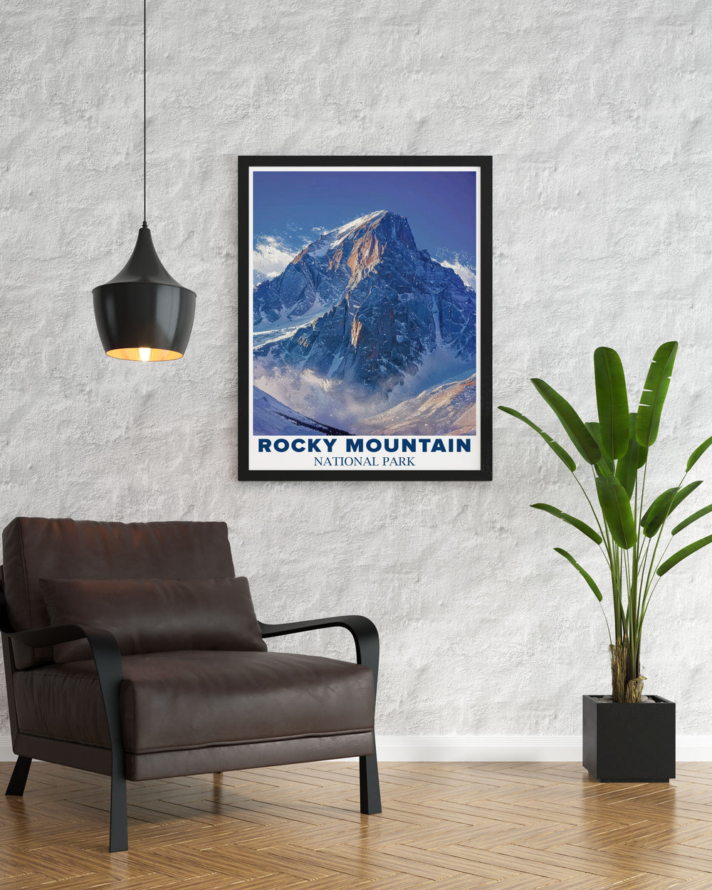 Vintage travel print of Long Peak in the Colorado Rockies highlighting the natural beauty of the national park a great addition to any art collection or as a thoughtful gift for outdoor enthusiasts