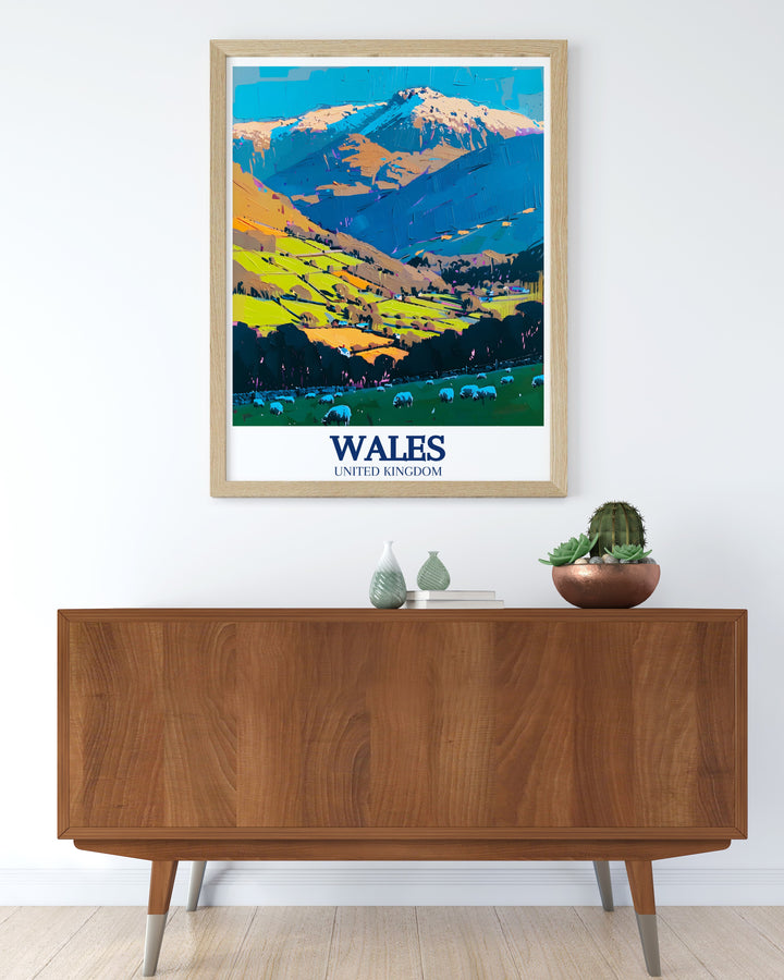 Elevate your living space with our Llansteffan Castle print and Snowdonia National Park Mount Snowdon stunning living room decor capturing the essence of Welsh heritage