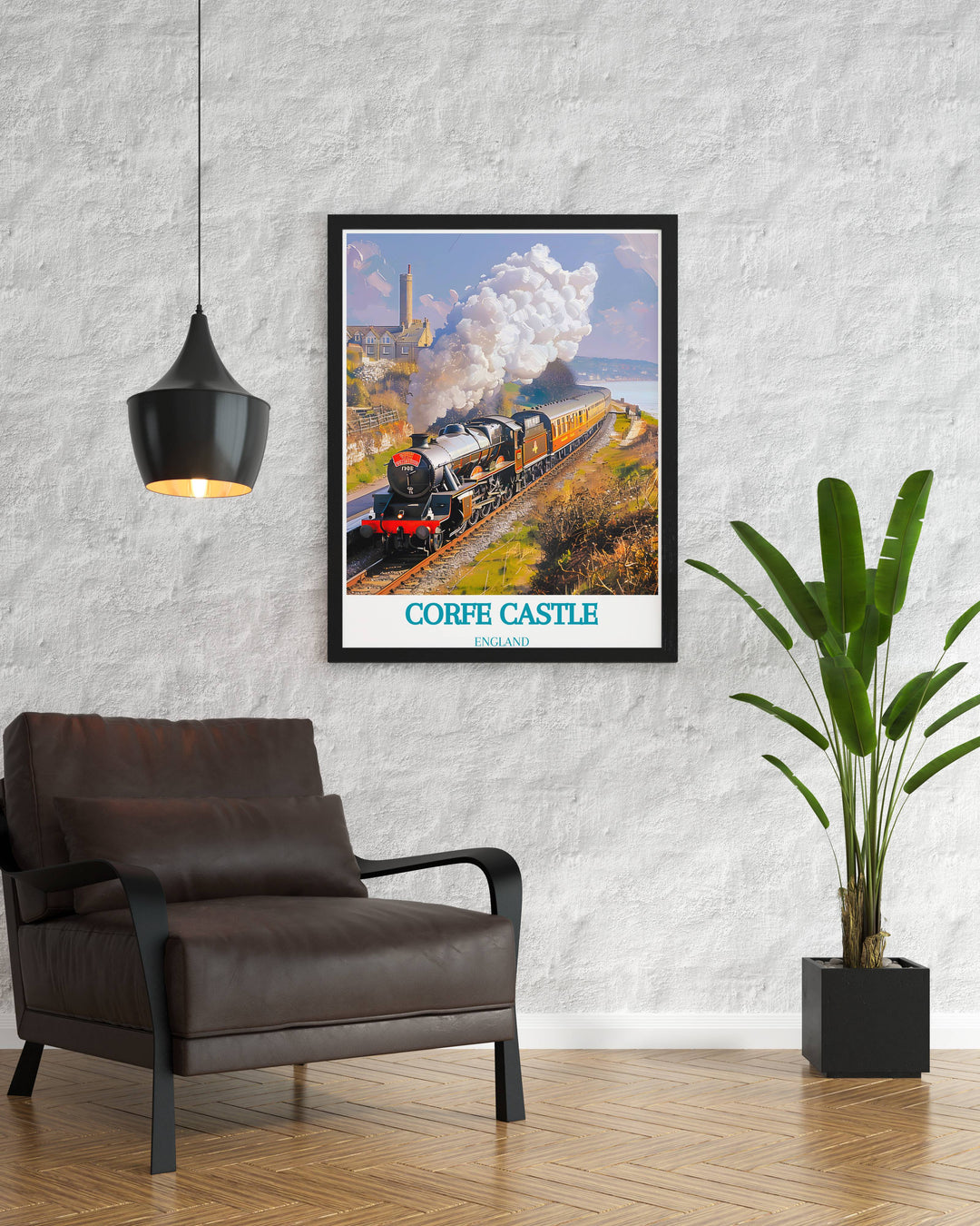 Elegant Swanage Railway wall art capturing the nostalgic beauty of a historic train journey through England a great addition to any UK art collection