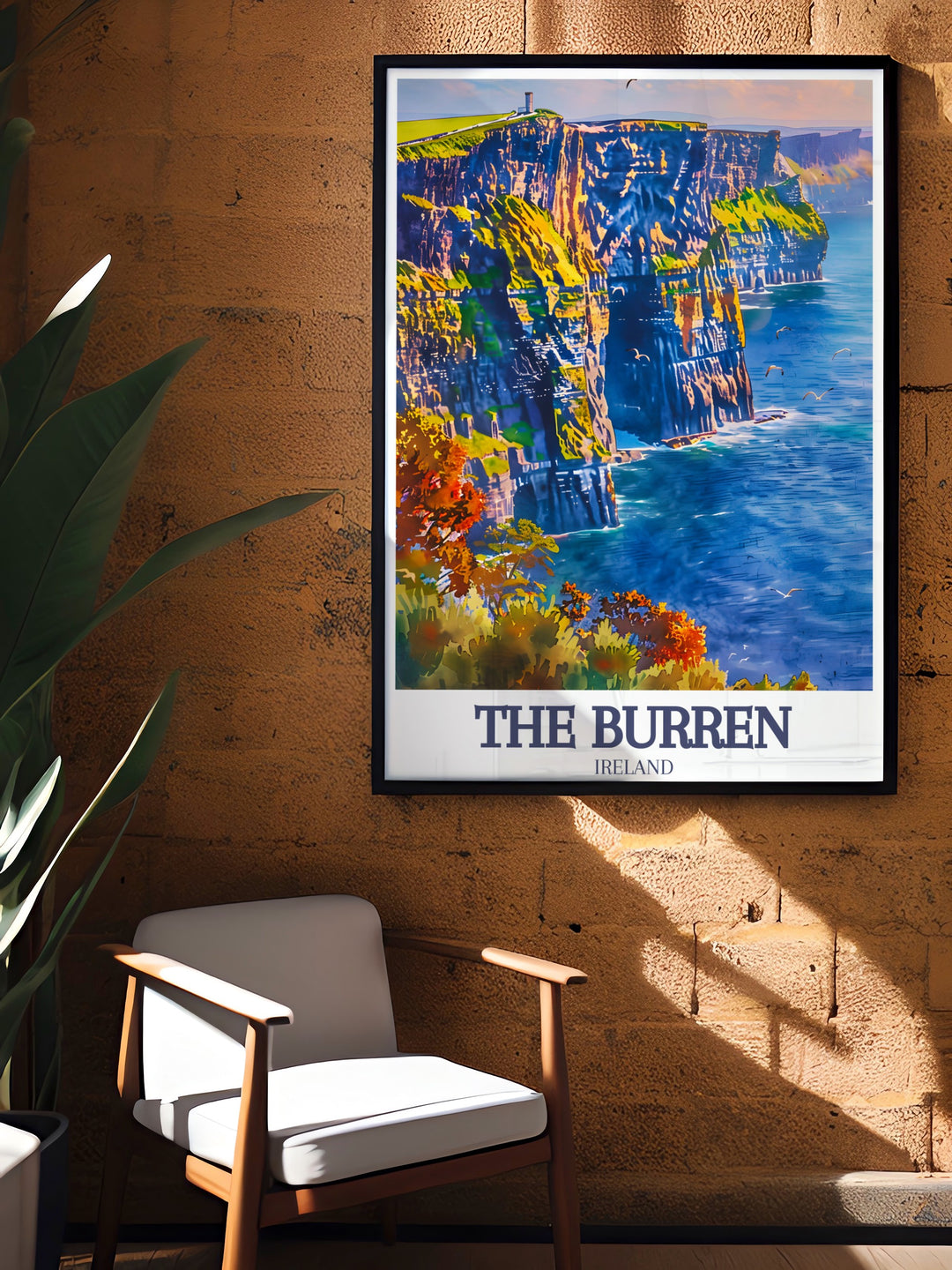 County Clare art print featuring Burren National Park and Cliffs of Moher Atlantic Ocean a stunning piece of wall decor that brings the beauty of Irelands landscapes into your home