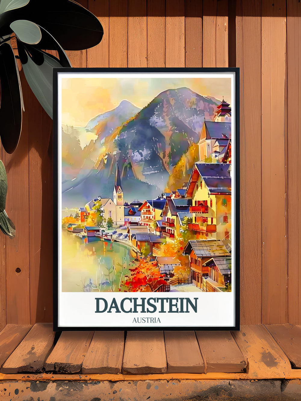 Captivating Hallstatt Lake, Village of Hallstatt artwork showcasing the tranquil waters and timeless beauty of this Austrian destination ideal for enhancing any living space with elegance and charm.