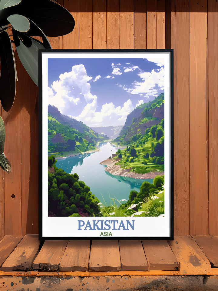 Exquisite Lahore Wall Art highlighting the vibrant atmosphere of Lahore city combined with the stunning visuals of Jhelum River making it an ideal travel poster print