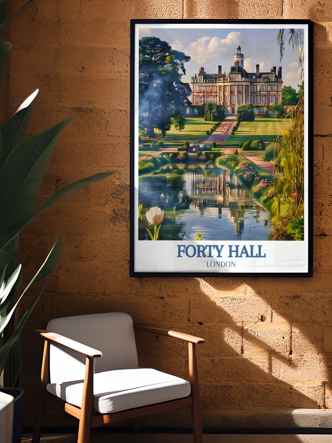 Showcasing the interior splendor of Forty Hall, this print offers a detailed view of the period furnishings and artifacts that bring Jacobean history to life.