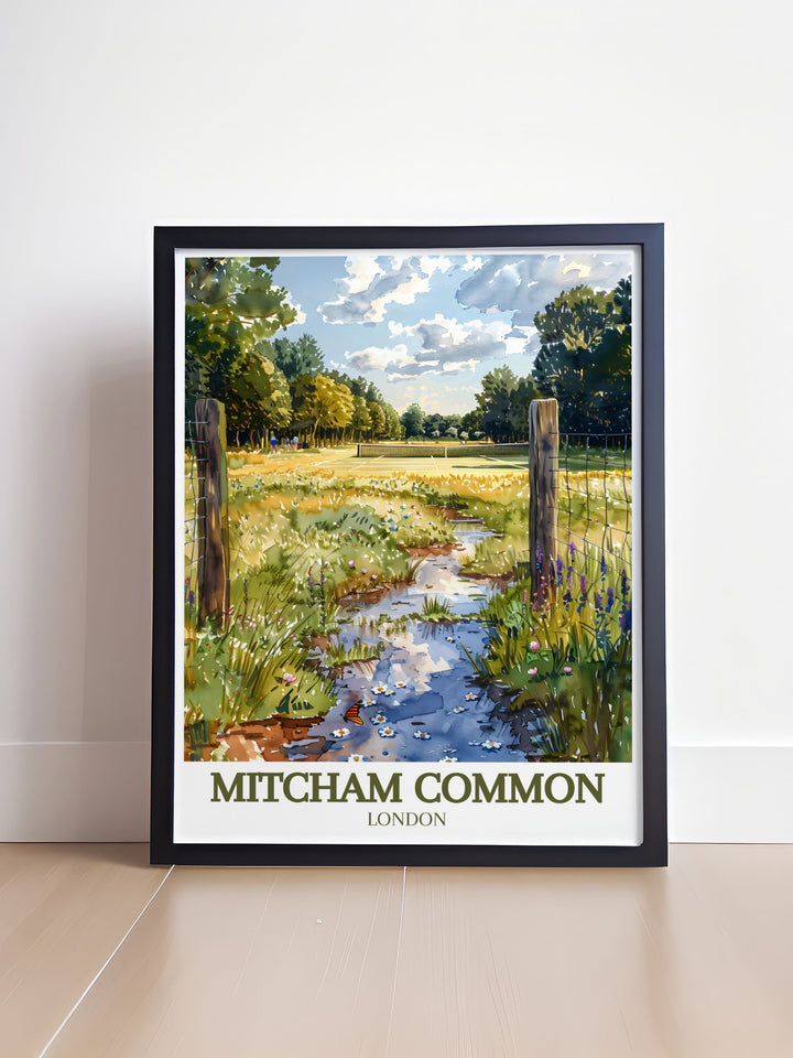 Bring the beauty of Mitcham common pond into your home with our elegant home decor prints perfect for adding a touch of nature to your living room these prints highlight the peacefulness of this South London gem creating a serene atmosphere