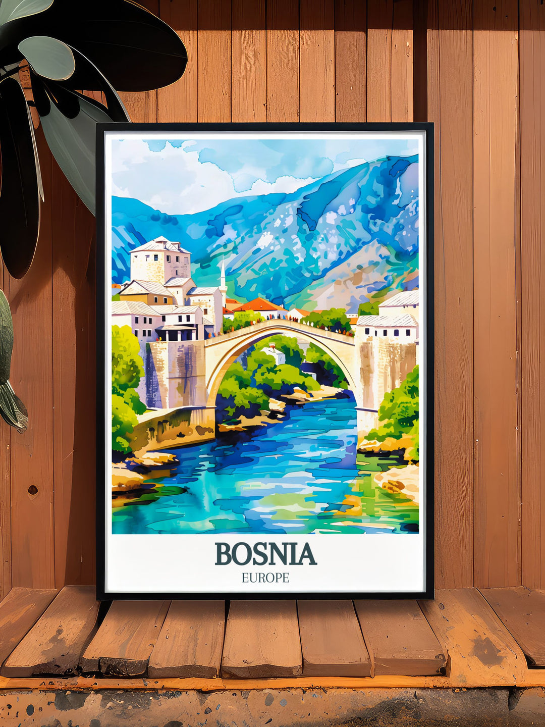 Elevate your home decor with this beautiful Bosnia Art Print of Mostar, Stari Most bridge. Each detail of the historic bridge is rendered with precision, offering a glimpse into Bosnias rich cultural heritage. Ideal for personalized gifts.