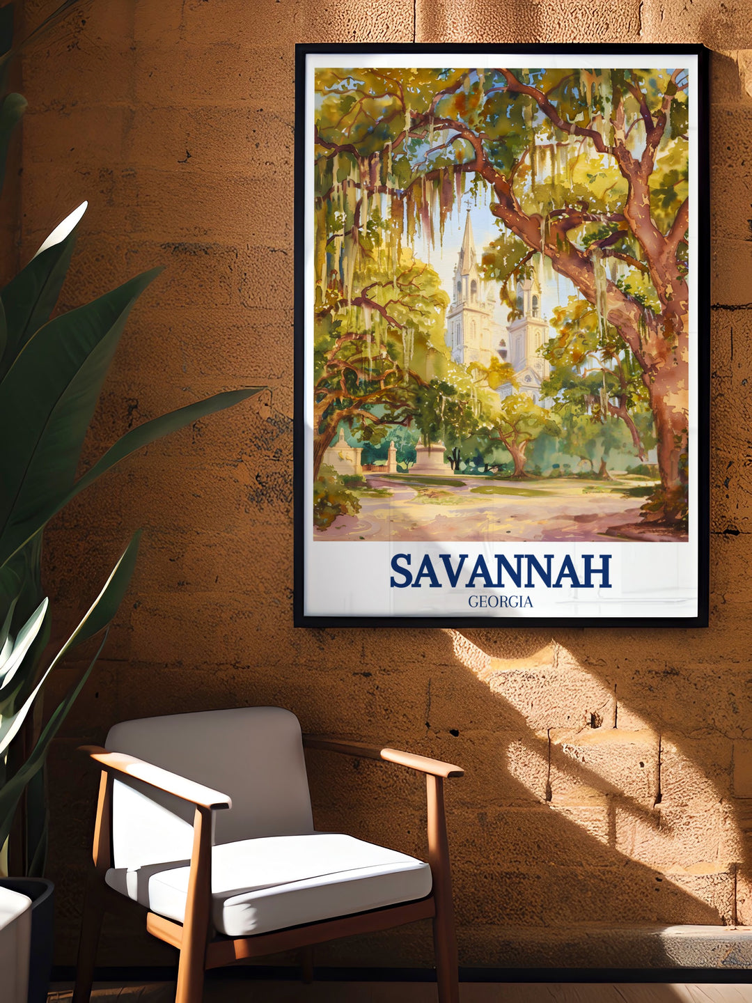 Forsyth Park poster with the Cathedral of St. John the Baptist a perfect gift for lovers of Savannah South Carolina capturing the citys historic charm and natural beauty in a beautiful print