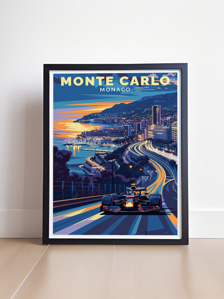 Monte Carlo Canvas Art captures the elegance and energy of Monacos Grand Prix, with its stunning architecture and thrilling street race. This travel print is perfect for motorsport lovers, adding a touch of Monacos charm to any space.