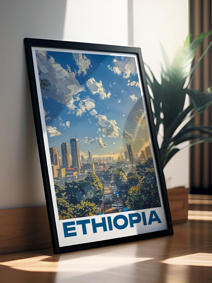 Colorful Ethiopia Decor highlighting the lively atmosphere of Addis Ababa with detailed craftsmanship and vivid imagery perfect for adding cultural charm and elegance to any room in your home
