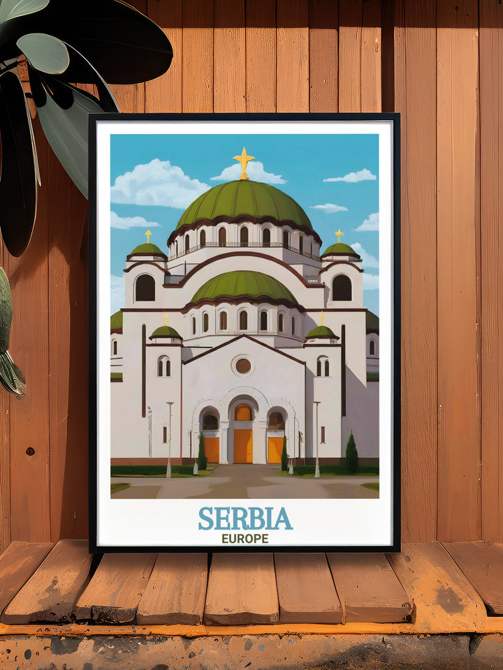 St. Sava Temple Perfect Wall Decor offering high quality prints that bring elegance and cultural depth to any room ideal for traveler gifts and Christmas gifts with beautiful visuals and intricate details