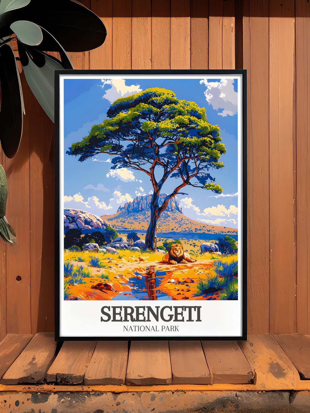Framed print featuring Acacia tree Wildlife savanna in the Serengeti National Park perfect for elevating your home or office decor