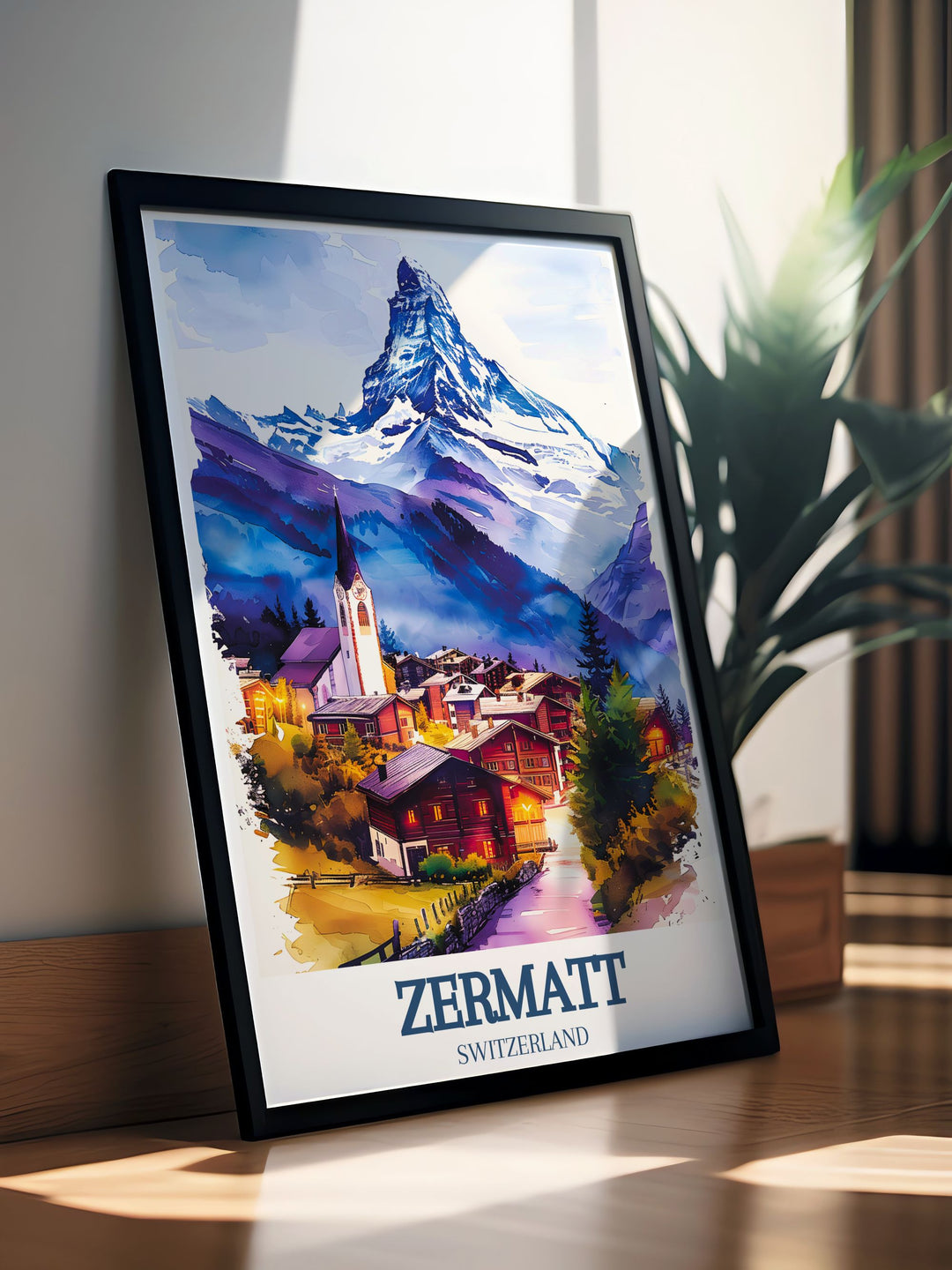 Stunning Zermatt Village St. Mauritius Church Matterhorn Framed Prints designed to enhance any room with captivating mountain views