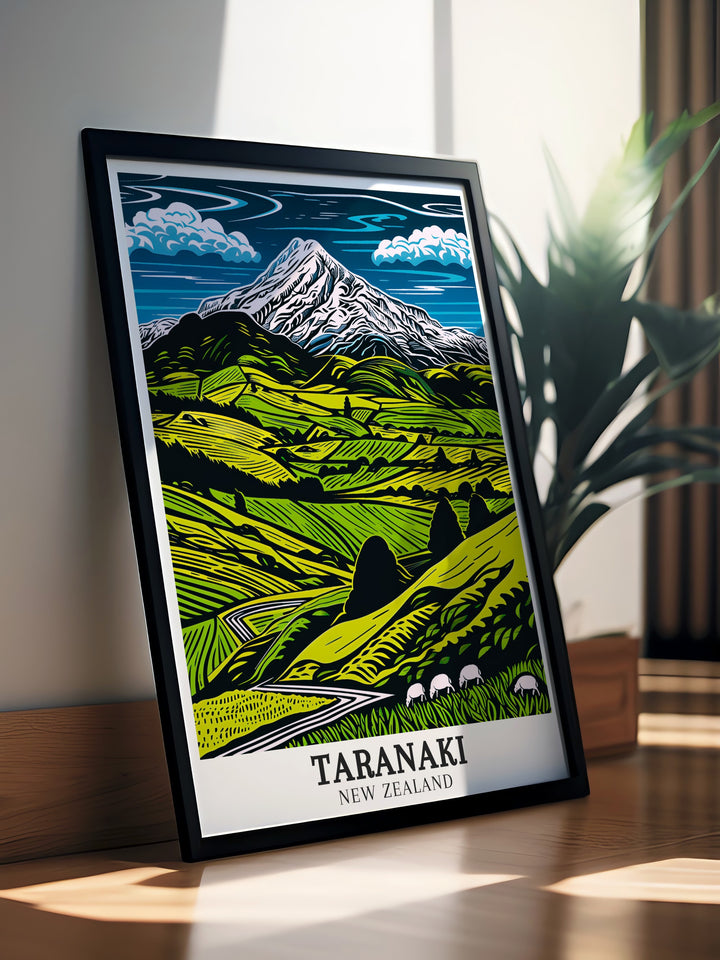 Stunning Mount Taranaki Egmont National Park modern decor featuring serene landscapes perfect for elevating your home decor with elegant New Zealand art