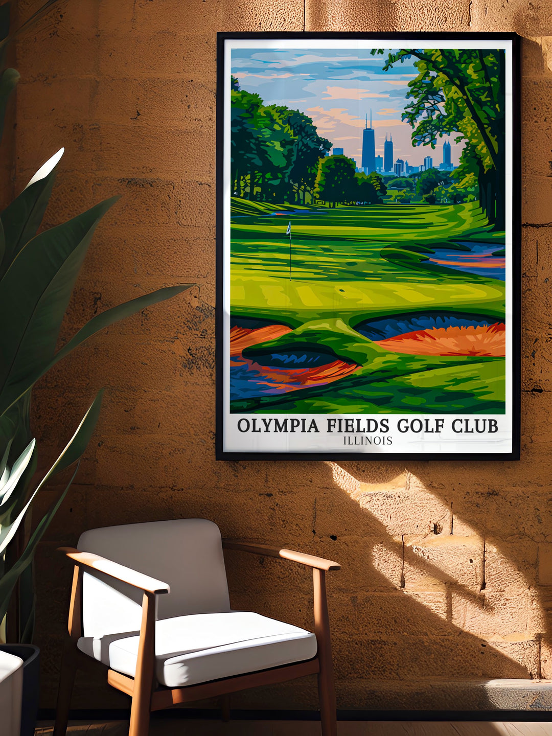 Beautiful Olympia Fields Golf Club Poster featuring South Course Illinois skyline an elegant piece of Golf Artwork that captures the spirit of the game ideal for decorating your home with Golf Wall Art that stands out and brings the beauty of golf into your space