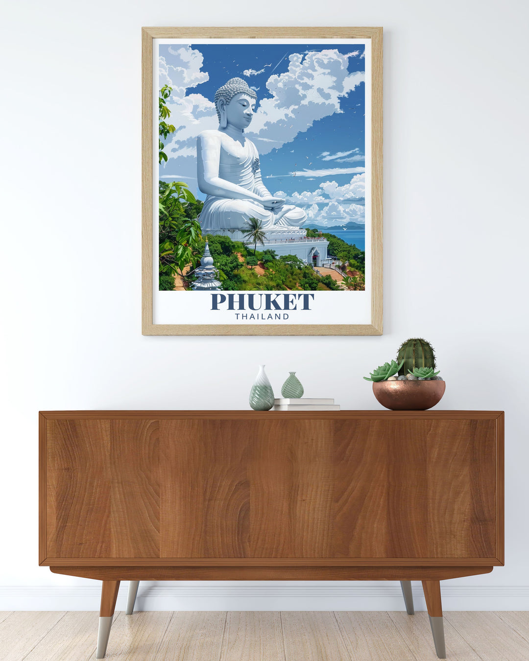 Big Buddha modern art print showcasing the majestic statue in vivid detail perfect for decorating your home with a piece of Thailands rich cultural heritage and inspiring your travel dreams