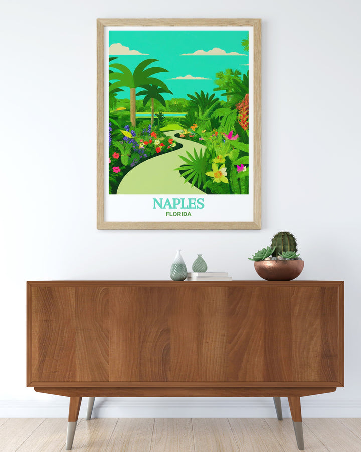 Naples Florida Poster Print captures the vibrant streets and coastal beauty of Naples, Florida, known for its luxury lifestyle and picturesque landscapes. This artwork brings the essence of this charming city into your home, perfect for those who love the Florida lifestyle.