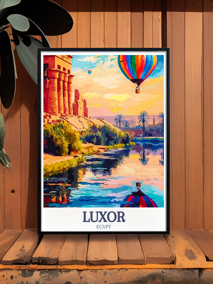 Luxor print depicting the Luxor temple and Nile river a sophisticated piece of Egypt art ideal for enhancing your home decor and adding a touch of cultural richness