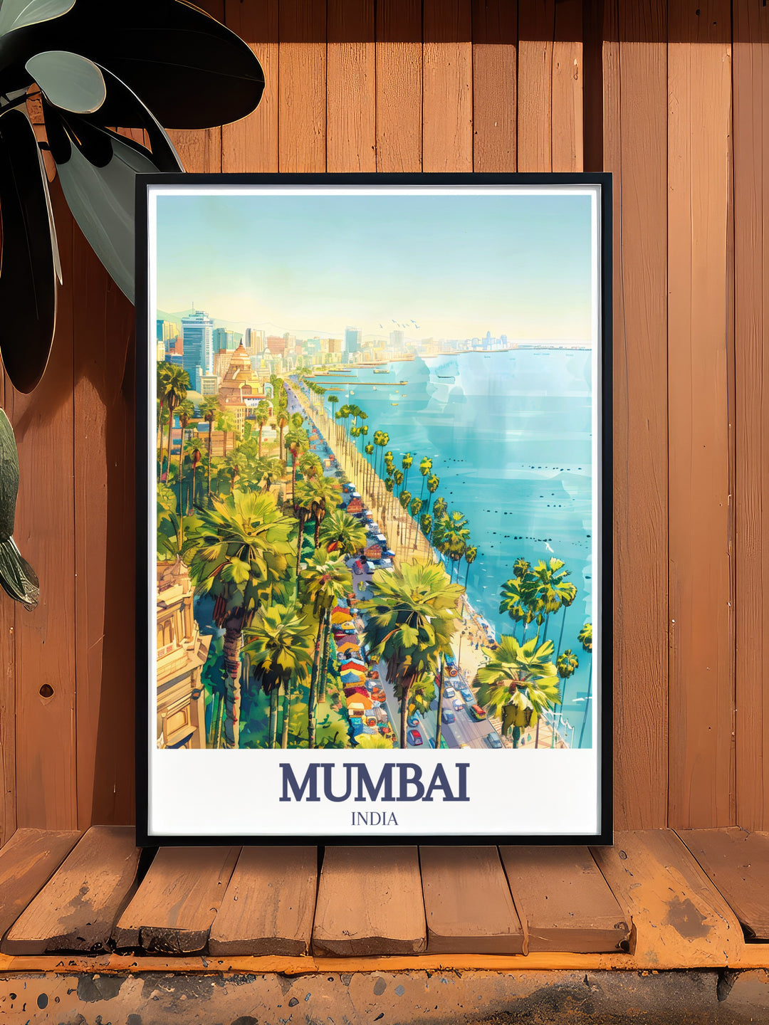 Add a piece of Mumbais spirit to your home with this Marine Drive Travel Print. Featuring the beautiful promenade and the bustling Netaji Subhash Chandra Bose Road, this artwork is ideal for anyone who loves urban landscapes and coastal cities.