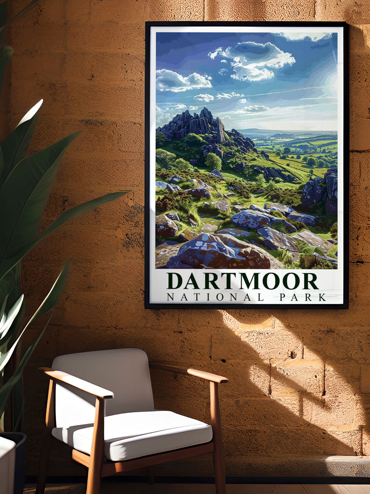 Custom print featuring the charming landscapes of Dartmoor, capturing the free spirit of the Dartmoor ponies and the grandeur of the moorland, perfect for nature enthusiasts.
