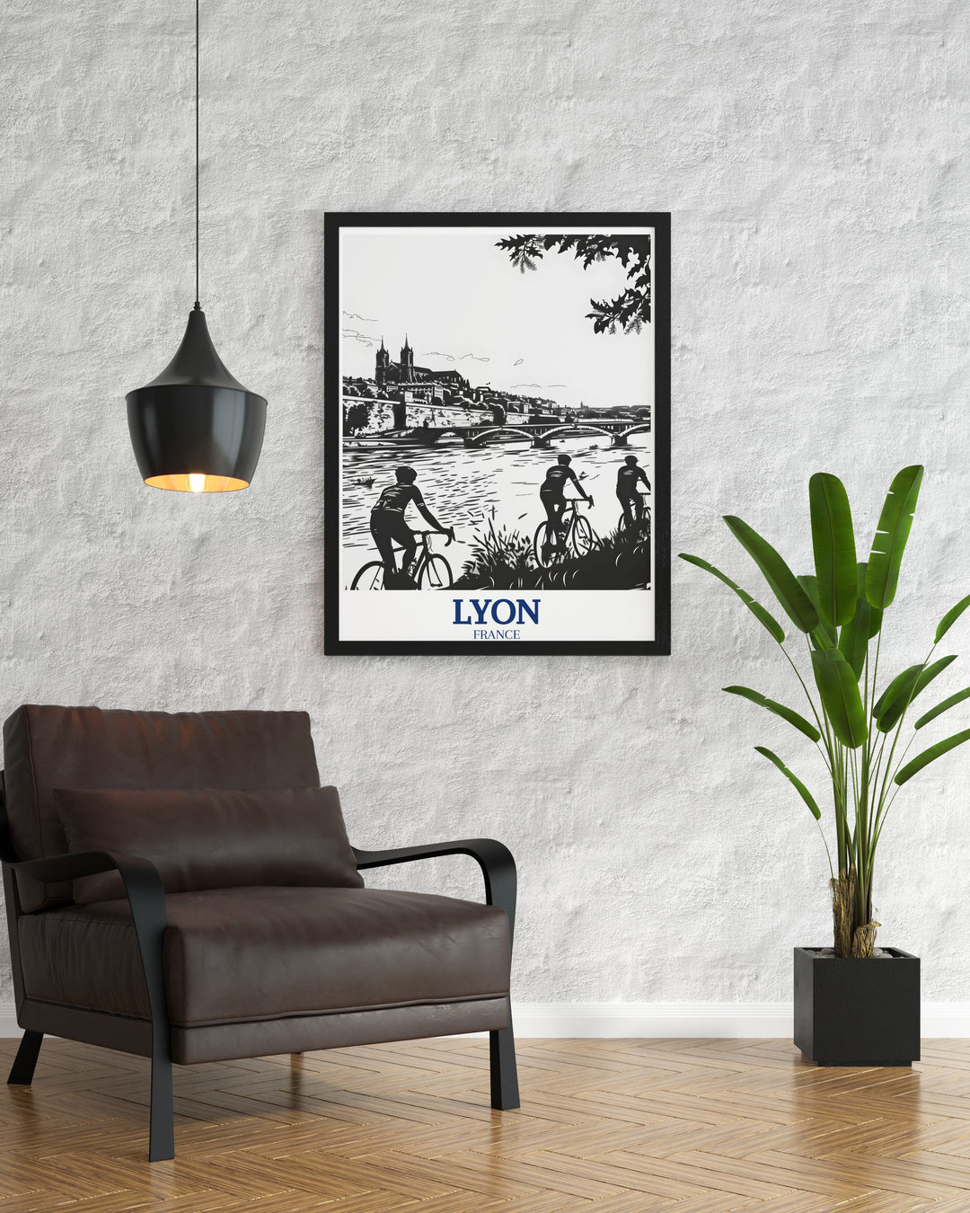 Lyons charm comes to life in this travel print, showcasing the Pont de la Guillotière bridge and the Rhône River. This artwork blends fine details and a vibrant color palette, making it an ideal wall art piece for lovers of French architecture and history.