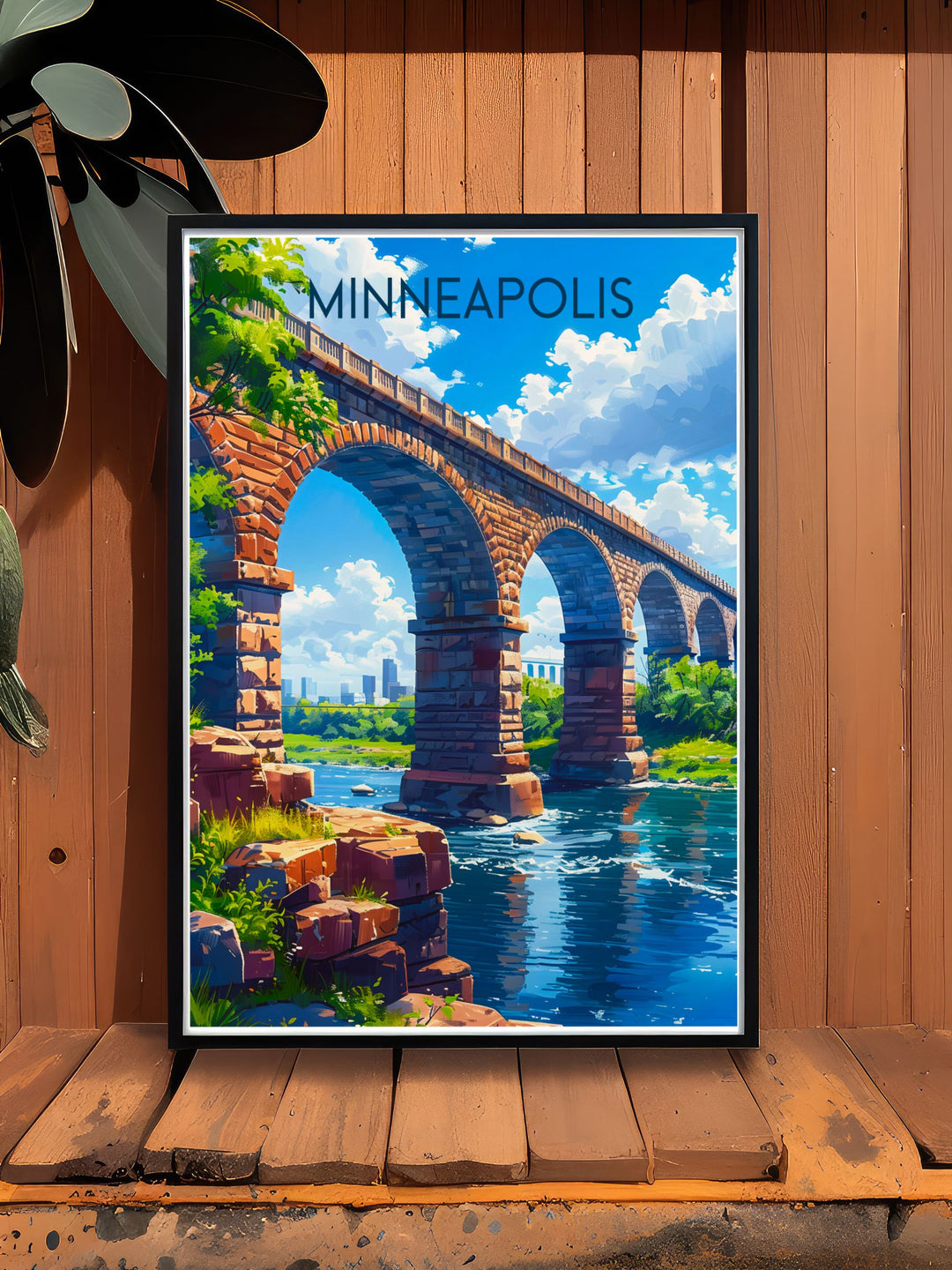 Experience the historic charm of the Stone Arch Bridge with this detailed poster, capturing its scenic vistas and architectural elegance, perfect for adding a touch of historic beauty to your home.