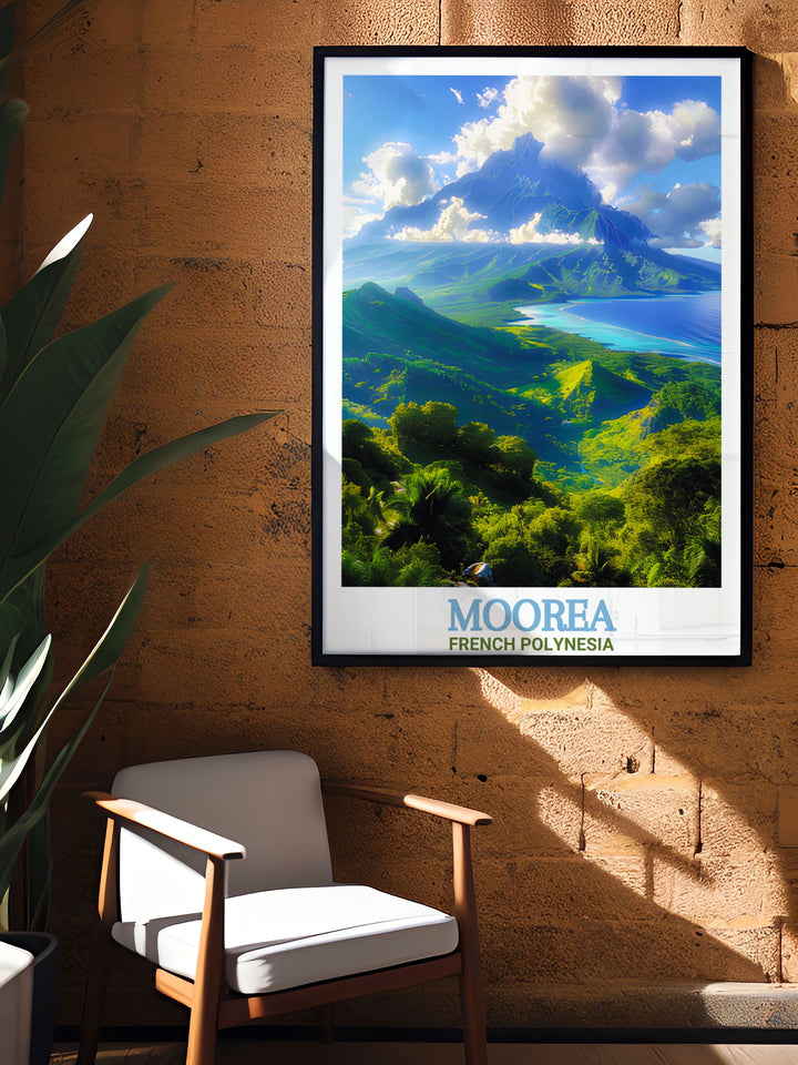 Bring the tropical charm of French Polynesia into your space with this Moorea Canvas Art. The artwork captures the majestic Mount Rotui, framed by vibrant green valleys and stunning bays, making it a perfect addition to any room or as a personalized gift for travel lovers.