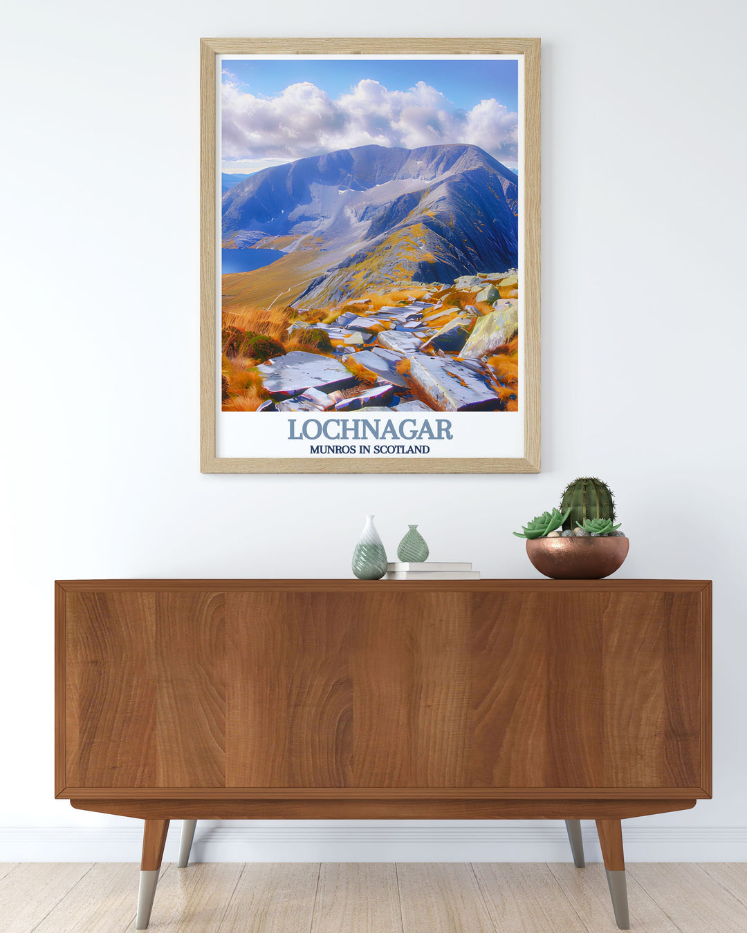 Lochnagar Summit Vintage Print highlighting the rugged charm of the Scottish Highlands with beautiful depictions of Lochnagar Munro and Beinn Chìochan Munro great for nature lovers and adventure seekers looking for unique home decor