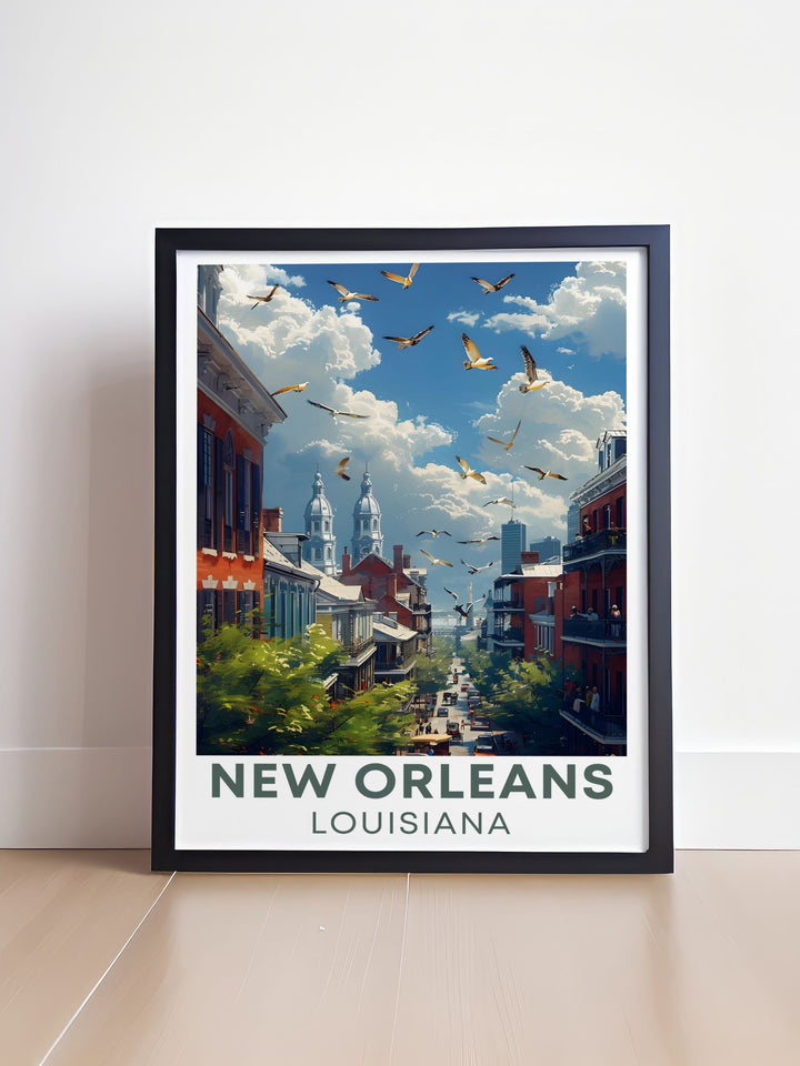 Captivating The French Quarter vintage print showcasing the iconic neighborhood of New Orleans perfect for those who love Louisiana travel art and want to bring a touch of history and charm to their decor