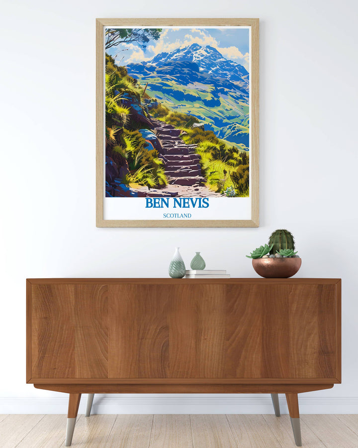 Twilight scene captured at Ben Nevis Steps in a poster, depicting the tranquil atmosphere and fading light over the mountain